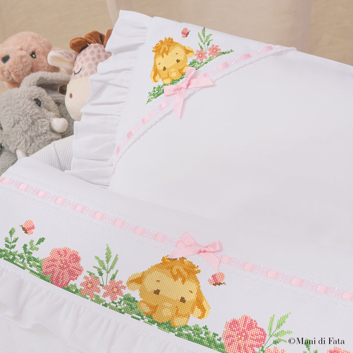 Kit lenzuolino passanastro rosa Elefantino