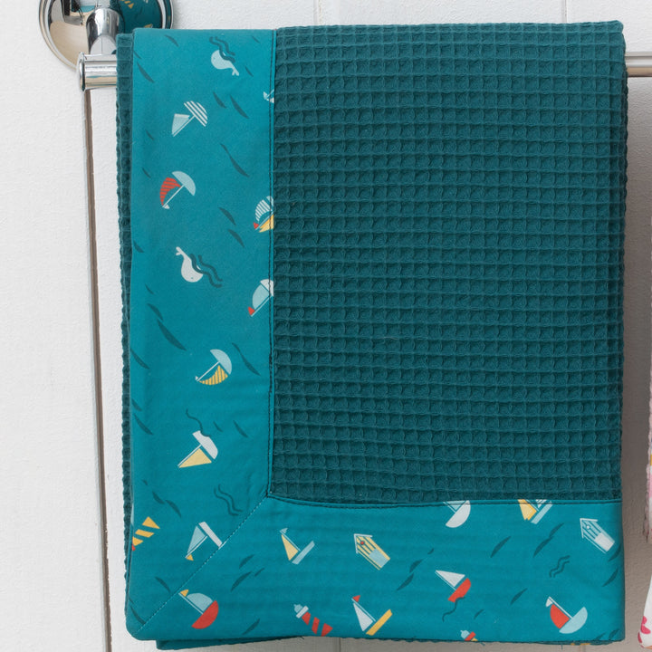 Telo mare nido d'ape e popeline stampato