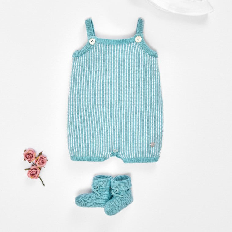 Tutina corta neonato in filo di cotone righe