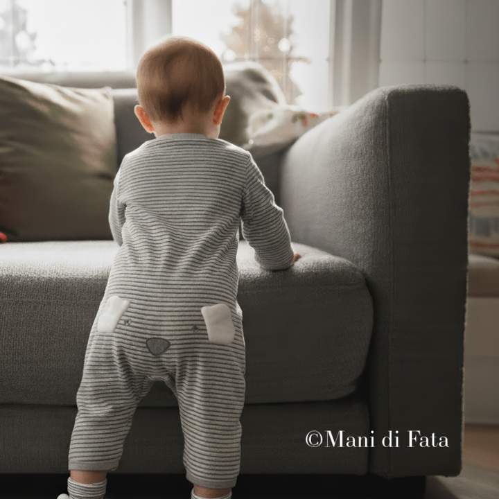 Tutina in ciniglia a righe coniglietto