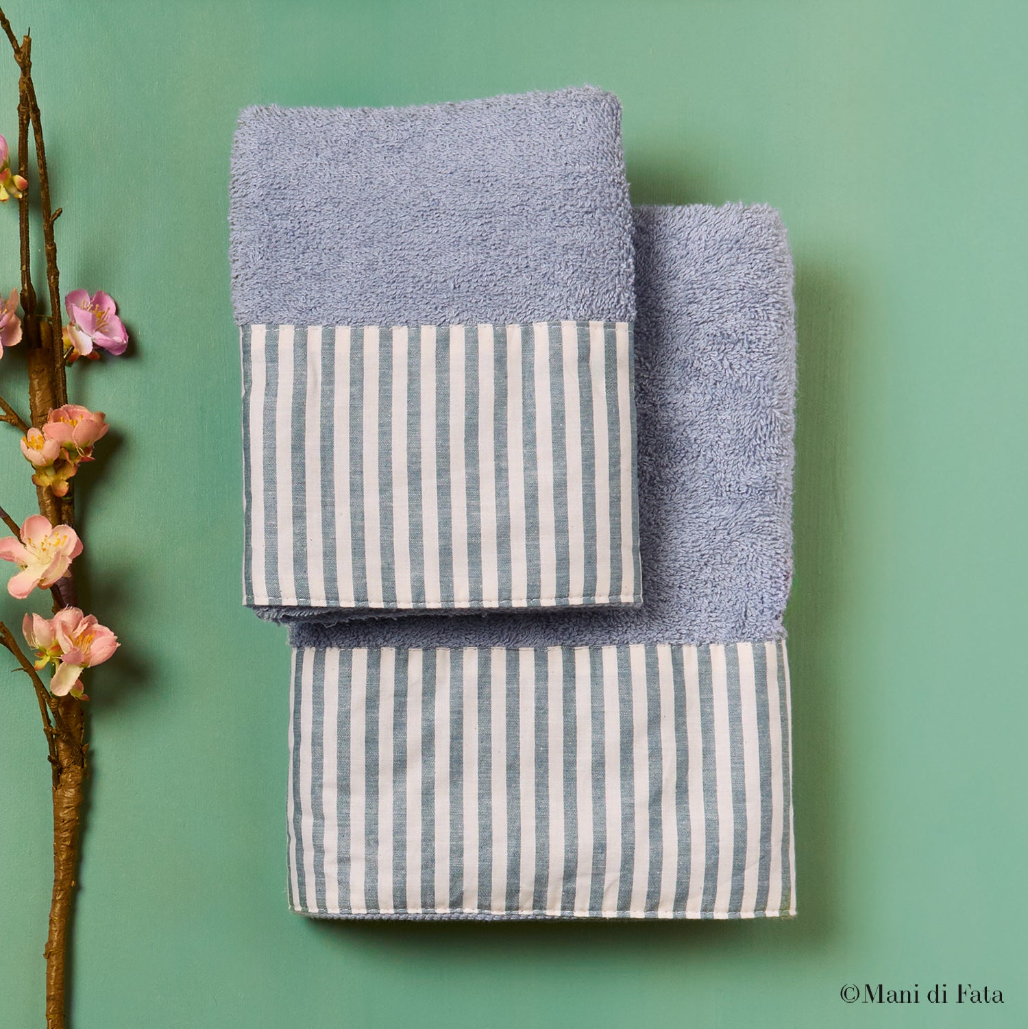 Coppia asciugamani bordo tessuto righe