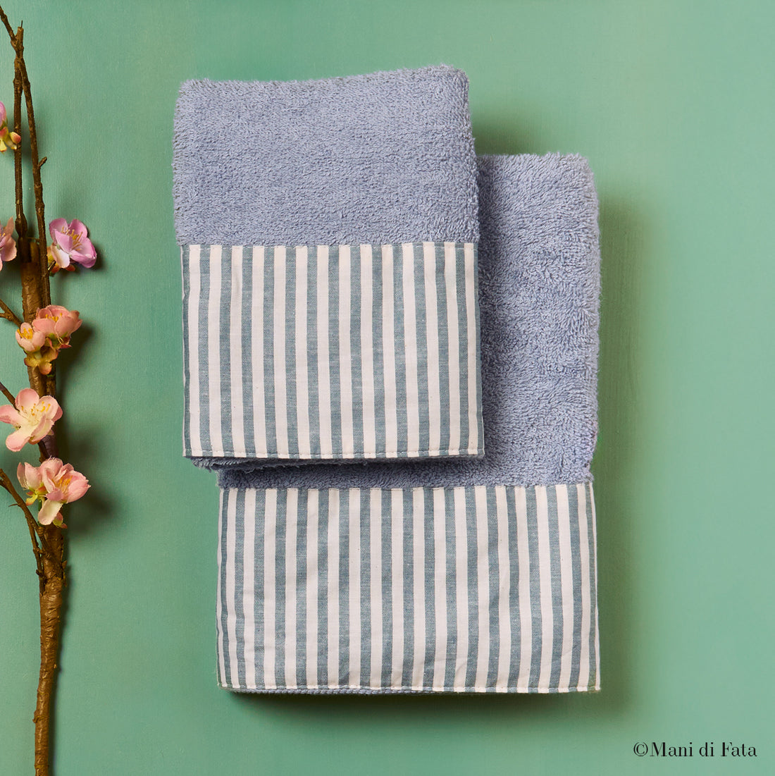 Coppia asciugamani bordo tessuto righe