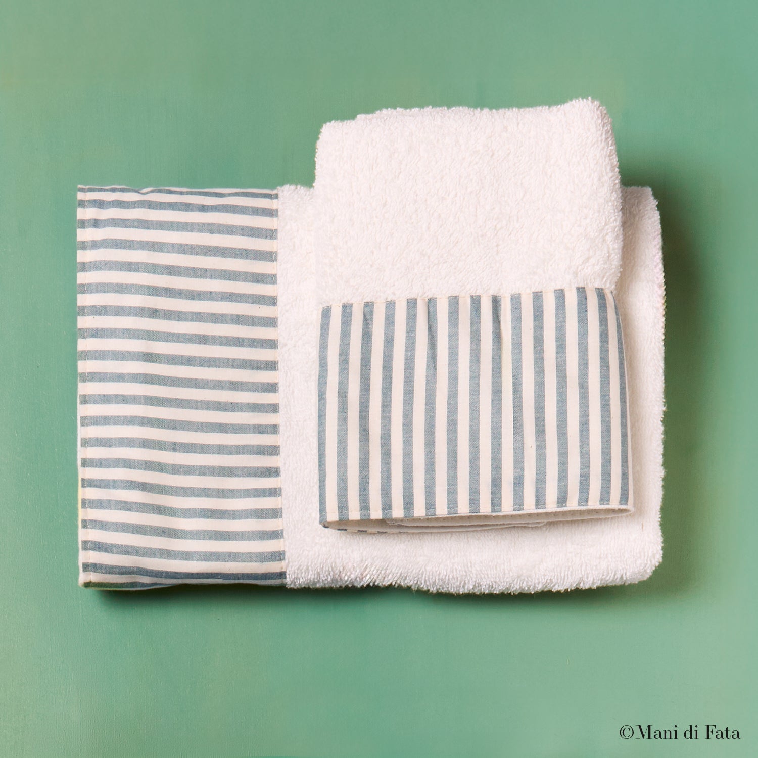 Coppia asciugamani bordo tessuto righe
