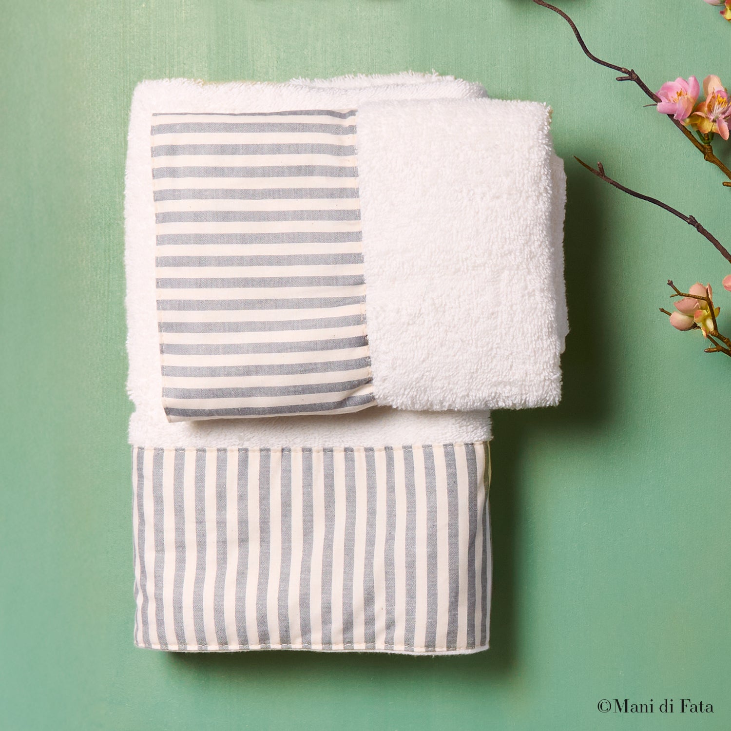 Coppia asciugamani bordo tessuto righe