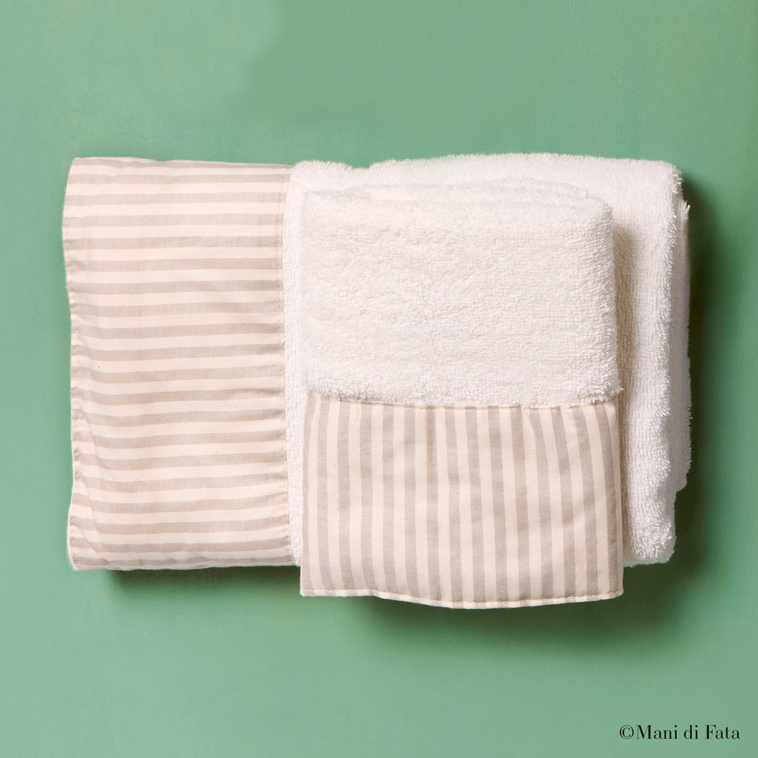 Coppia asciugamani bordo tessuto righe