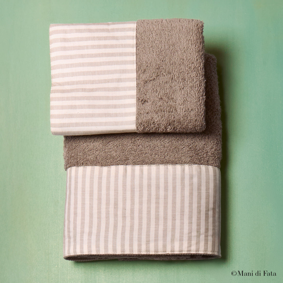 Coppia asciugamani bordo tessuto righe