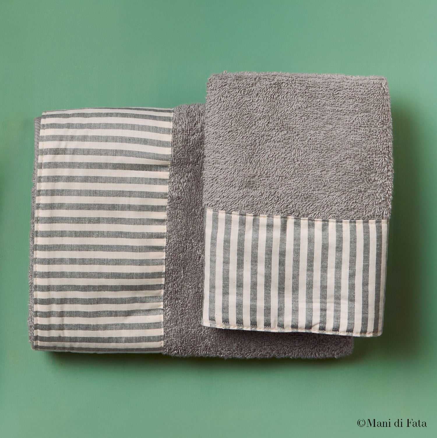 Coppia asciugamani bordo tessuto righe