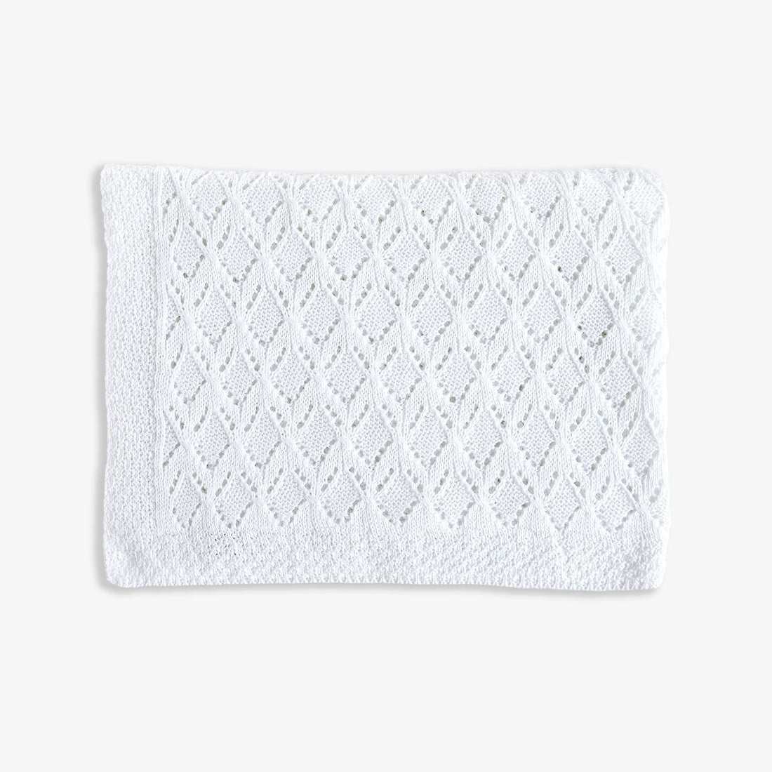 Copertina lettino in filo di cotone bianco con rombi 