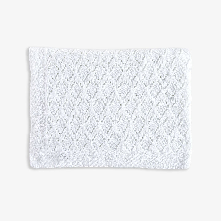Copertina lettino in filo di cotone bianco con rombi 