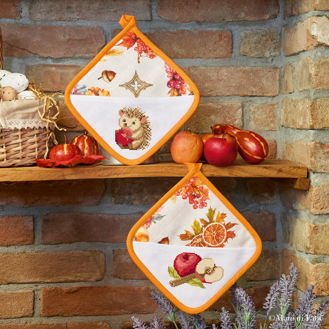 Kit 2 presine Rccio e mela cannella ricamo punto croce