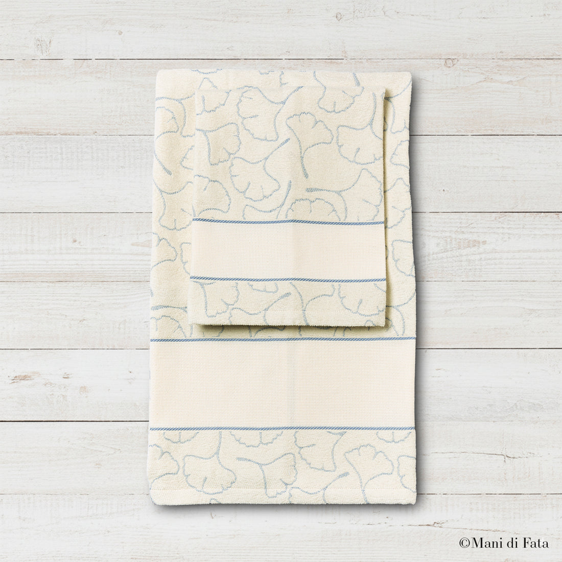 Set asciugamani ciniglia Nice Ginko ricamo punto croce