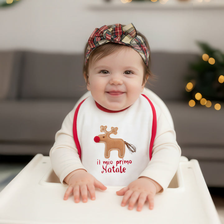 Fascetta con fiocco in tartan rosso