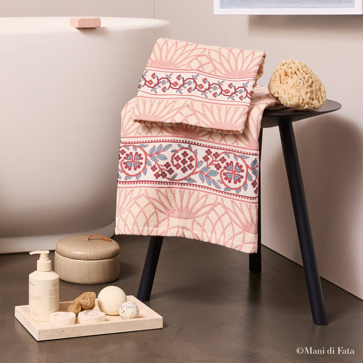 Kit parure ciniglia Lotus Decori Floreali ricamo punto croce