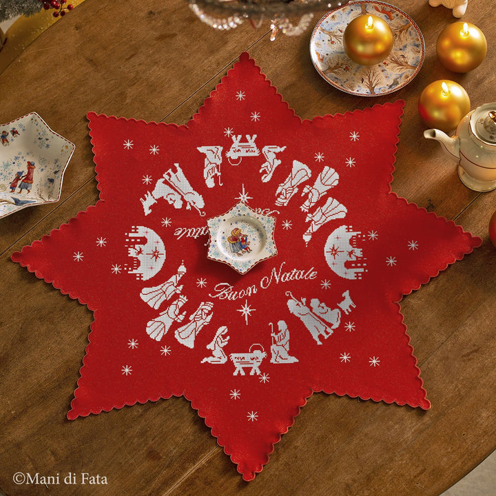 Schema punto croce per centro stella aida rossa 'Natività'