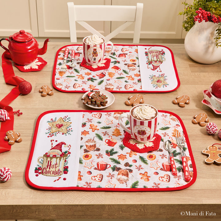 Kit 2 americani natalizi Tazza e Gnomo ricamo punto croce