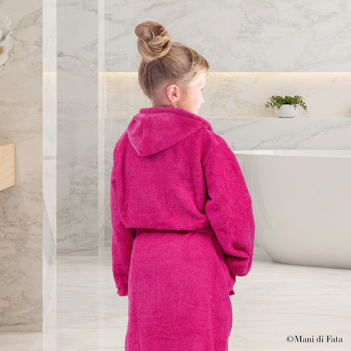 Accappatoio junior comfort con cappuccio fucsia