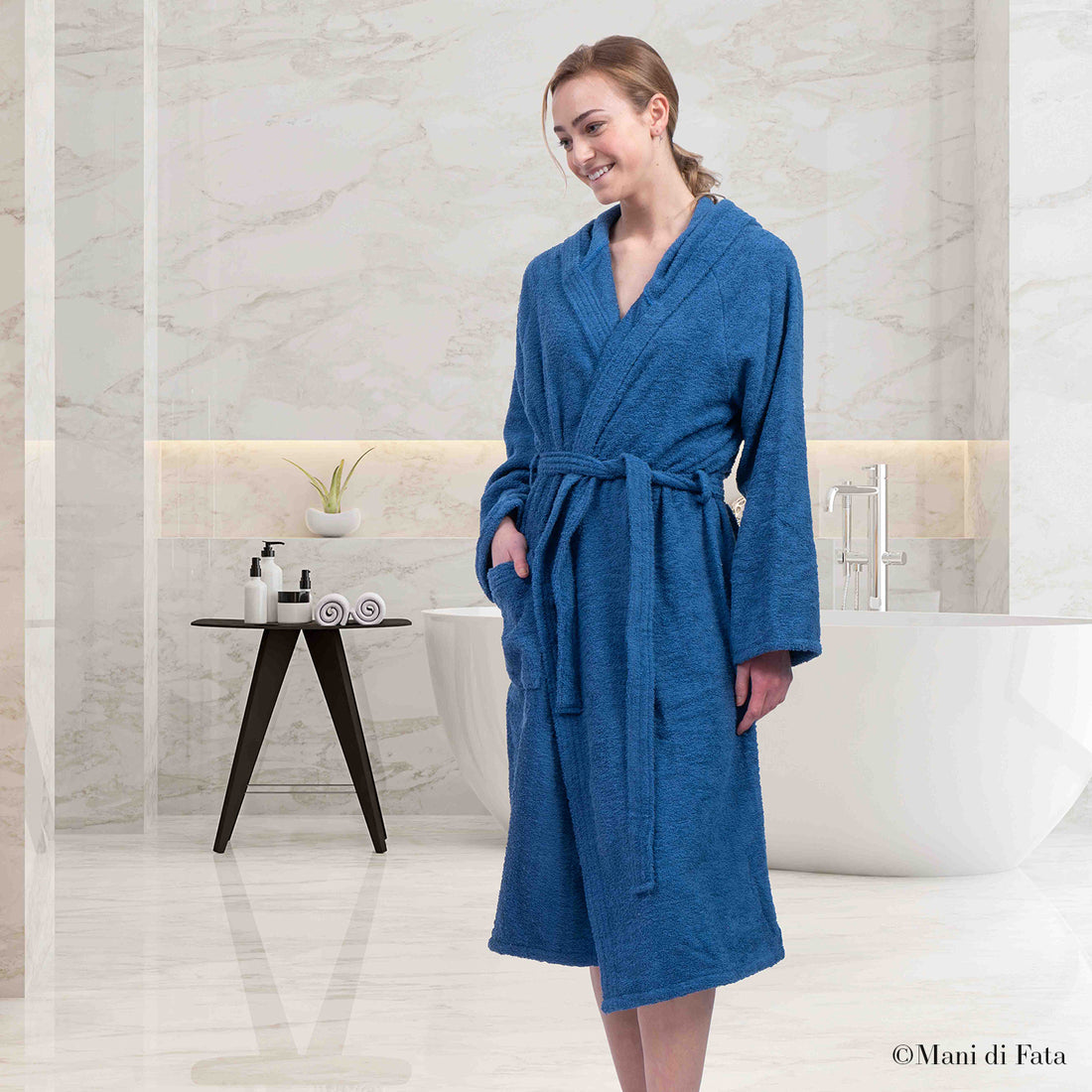 Accappatoio adulto in spugna blu Comfort