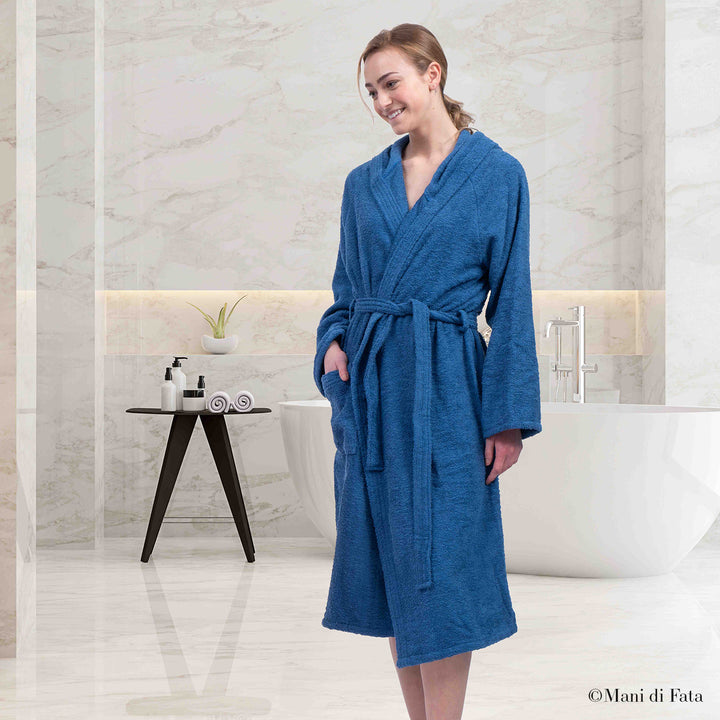 Accappatoio adulto in spugna blu Comfort
