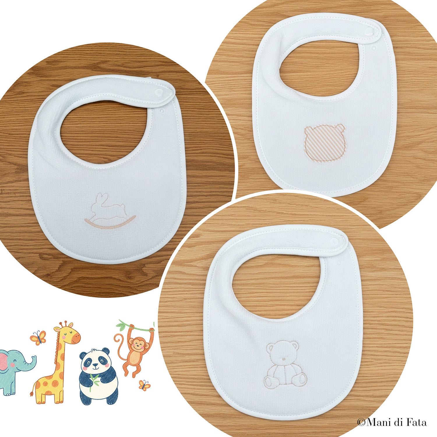 Bavetta bianco/beige in spugna di bamboo 