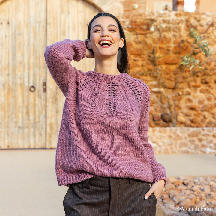 Kit maglione top-down a punto traforato