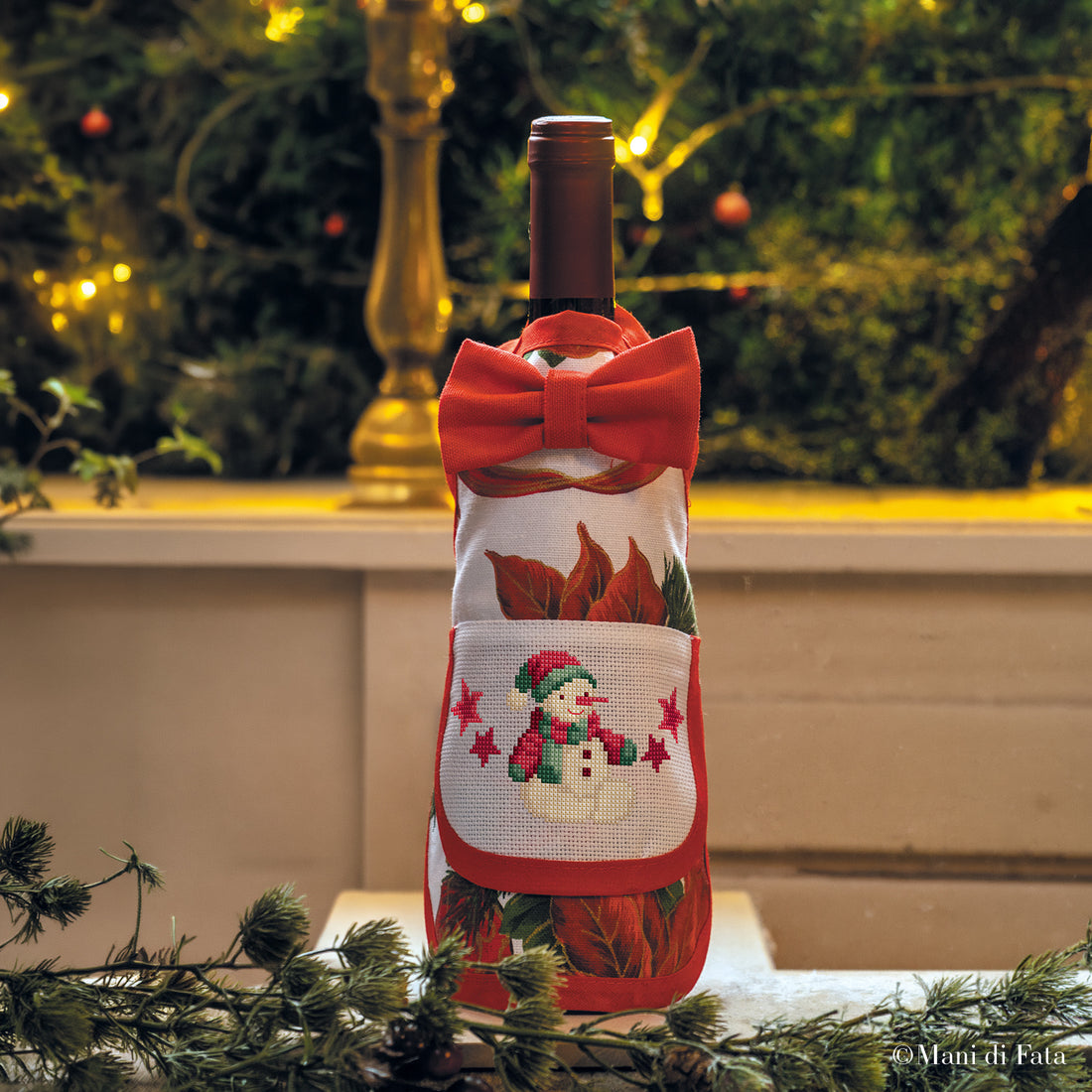Kit salvagoccia con Pupazzo di Neve ricamo punto croce