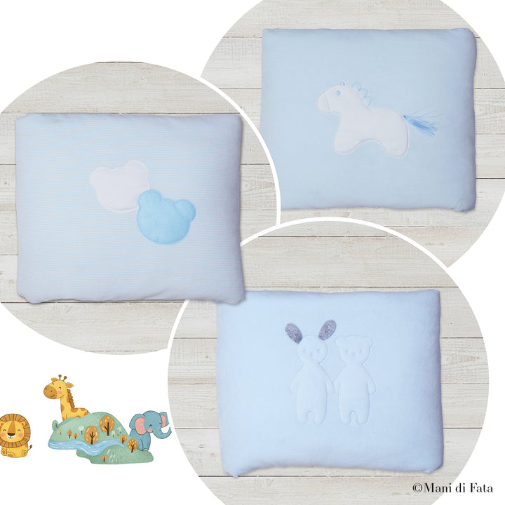 Copertina culla celeste in ciniglia con imbottitura