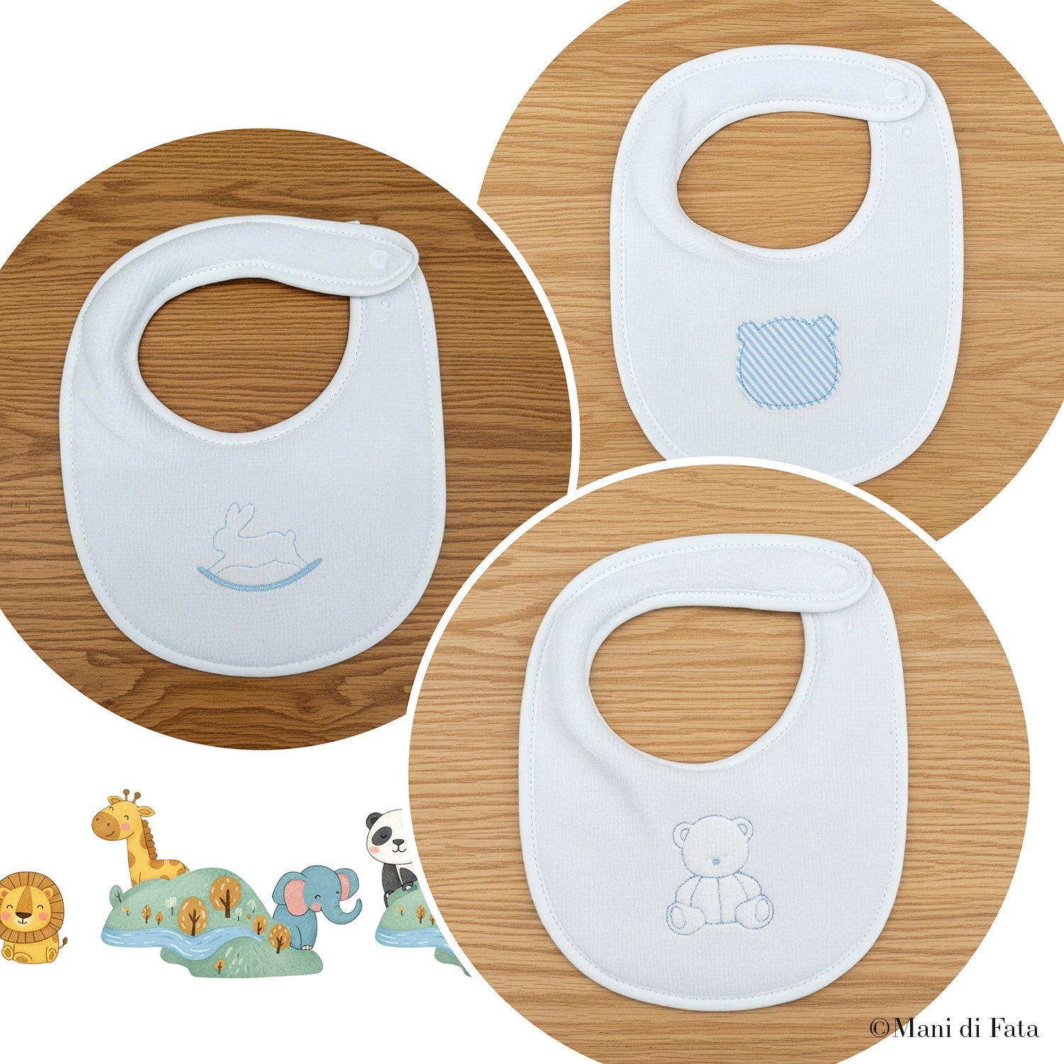 Bavetta bianco/celeste in spugna di bamboo 