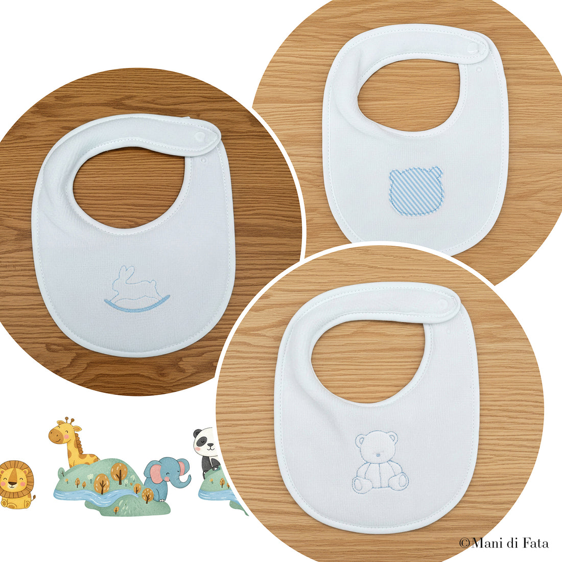 Bavetta bianco/celeste in spugna di bamboo 