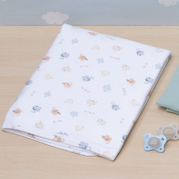 Copertina da culla in jersey di bambù Bubble Animals