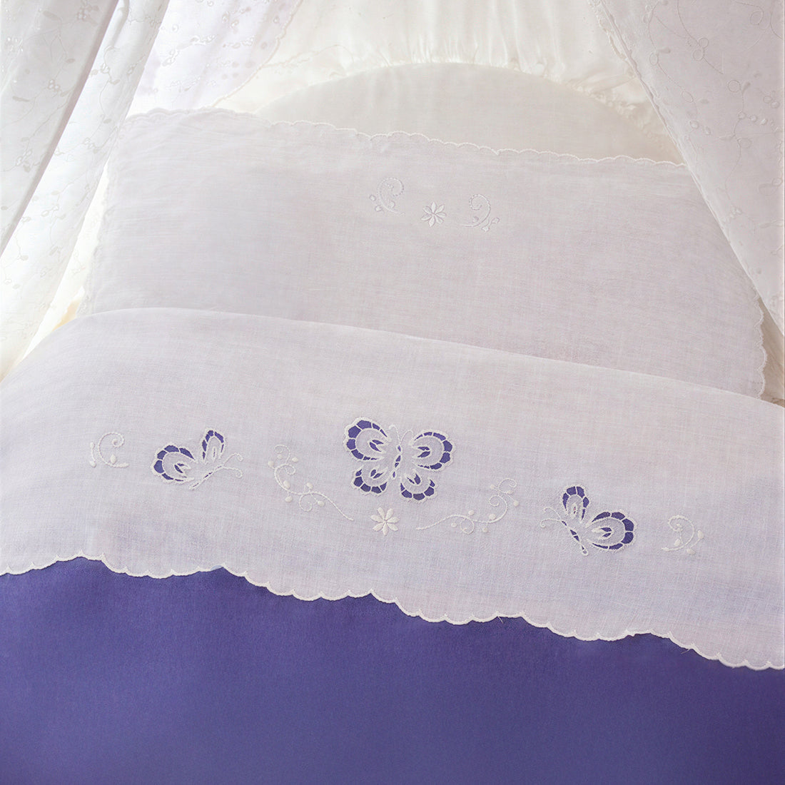 Lenzuolino culla in cotone Farfalle intaglio