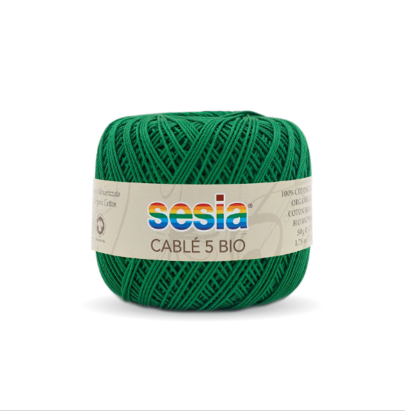 Gomitolo Sesia Cable' 5 Bio da 50 gr. VX 0525 verde scuro