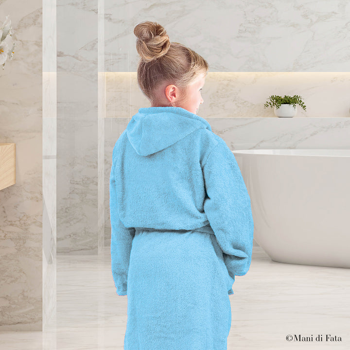 Accappatoio junior comfort cappuccio turchese