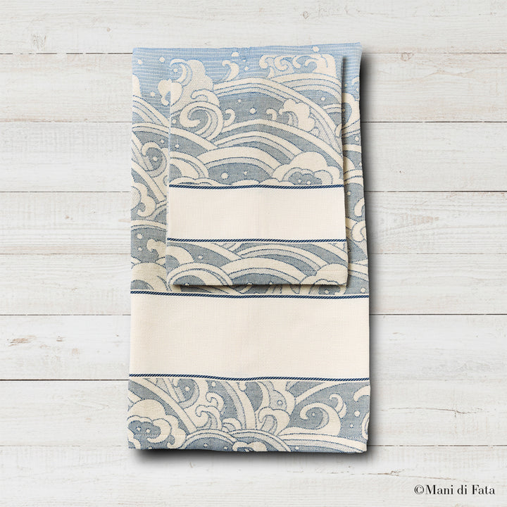 Set asciugamani in ciniglia Tenerife ricamo punto croce