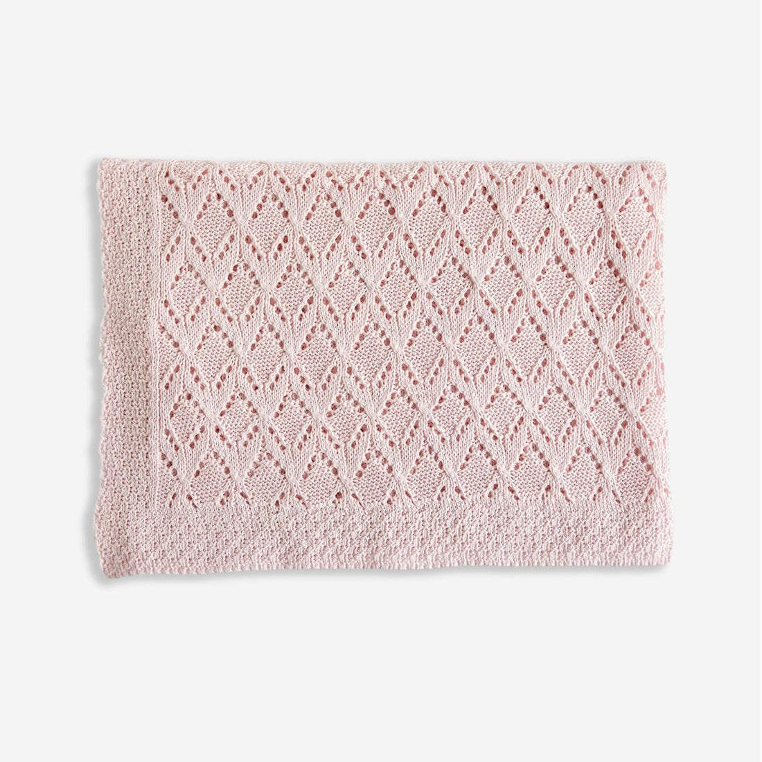 Copertina lettino in filo di cotone rosa bianco con rombi 