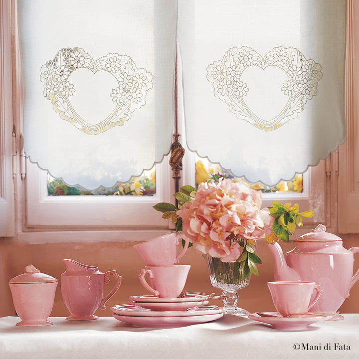 Disegno su carta per tendine e tovaglietta cuori e fiori (007577 e 007578)