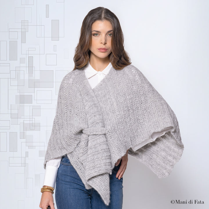 Kit mantella argentata chiusura frontale a maglia