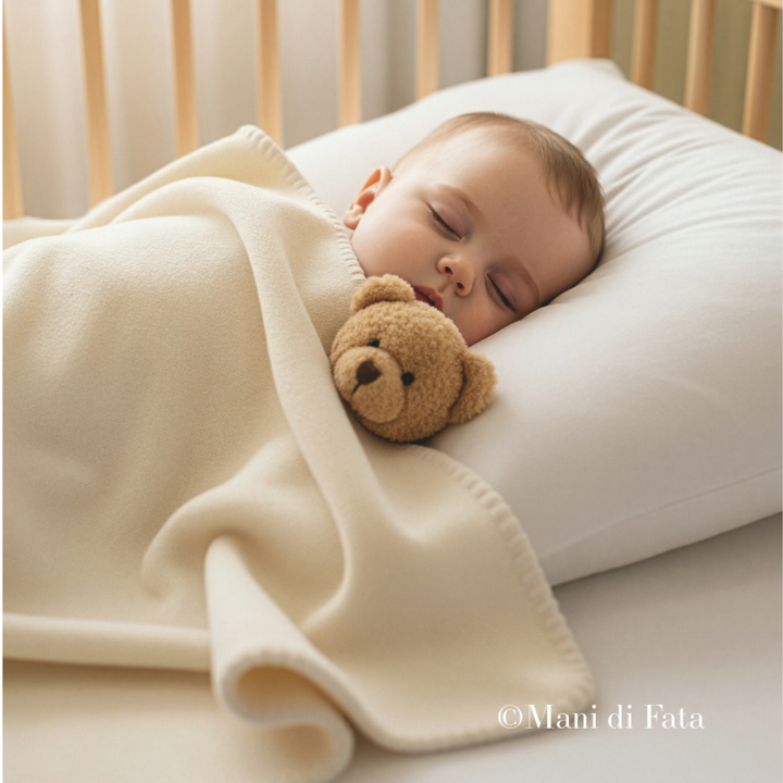 Copertina culla pile con finizione punto cavallo