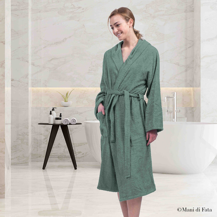 Accappatoio adulto in spugna salvia Comfort 