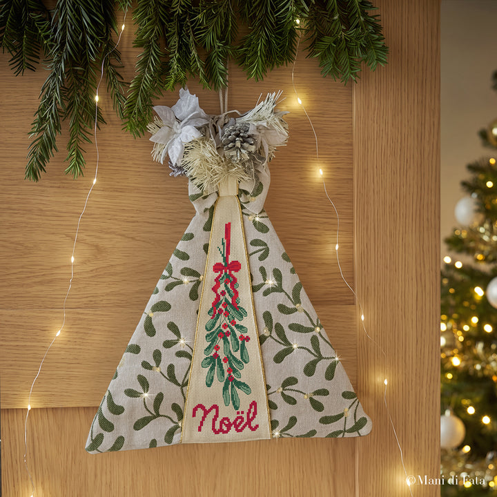 Kit fuoriporta vischio jacquard Noel a punto croce