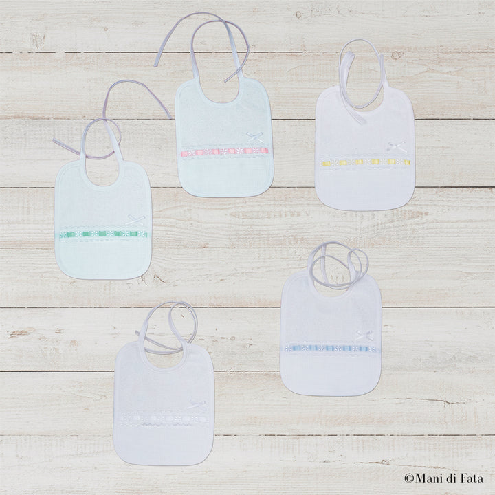 Bavetta rettangolare con passanastro ricamo punto croce