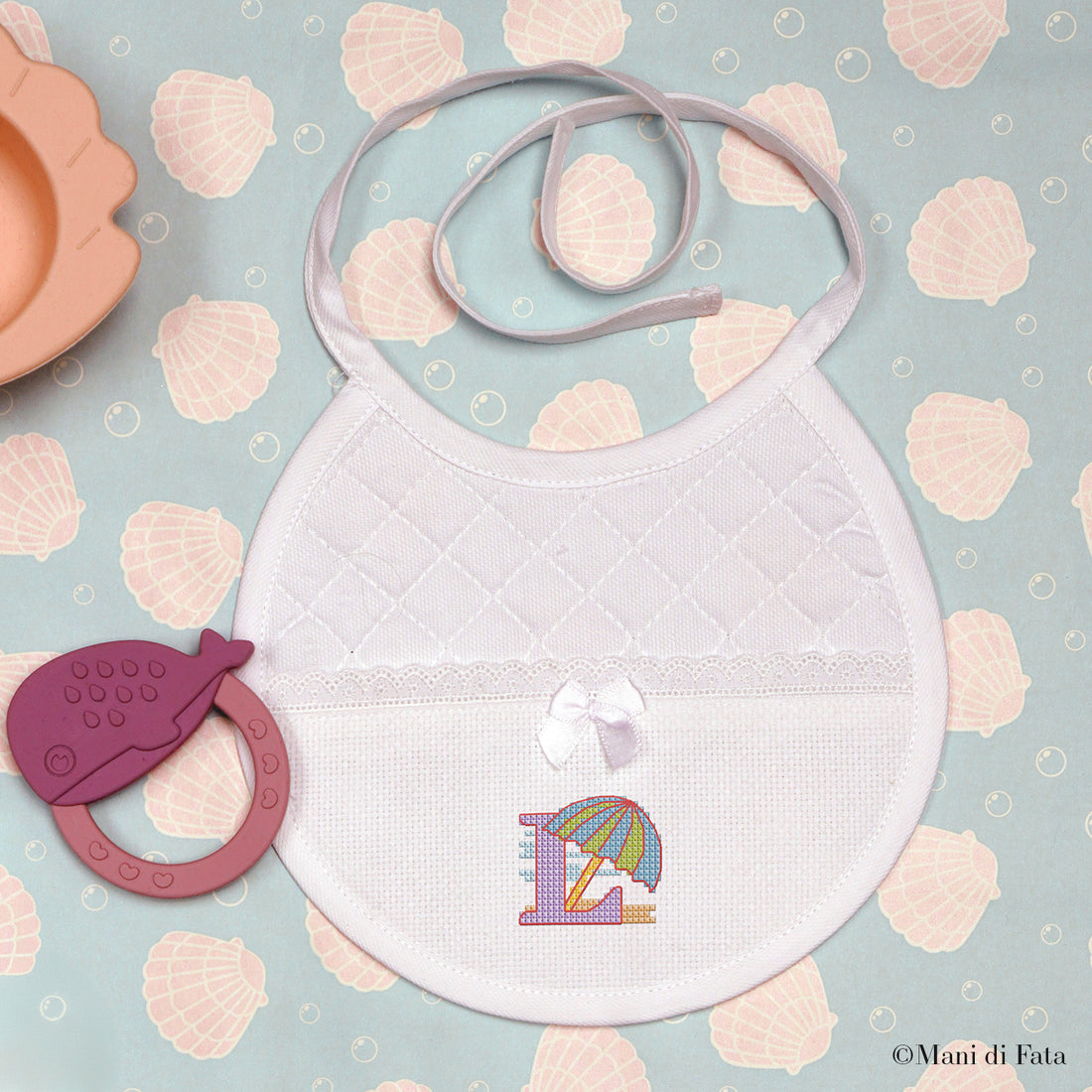 Kit bavaglino tondo bianco trapuntato Ombrellone