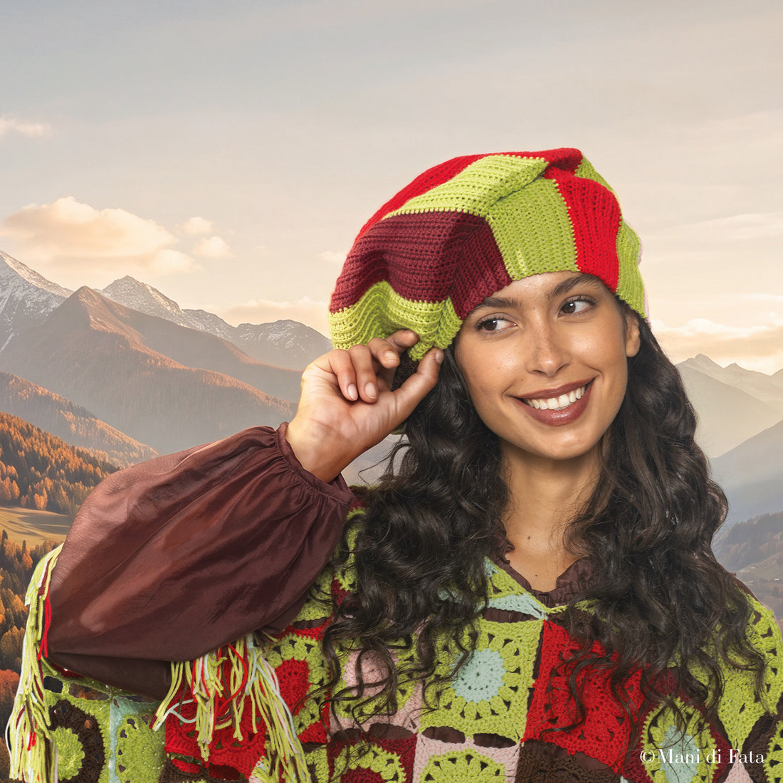 Kit cappello a righe multicolore
