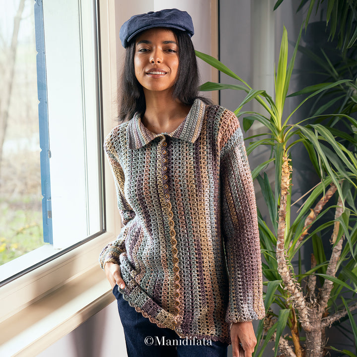 Kit vestito con bottoncini multicolore a uncinetto