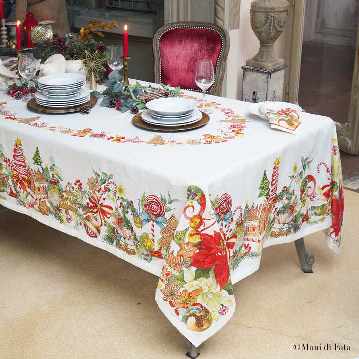 Tovaglia rett.da 8 160x230 in lino "Pan di zenzero"