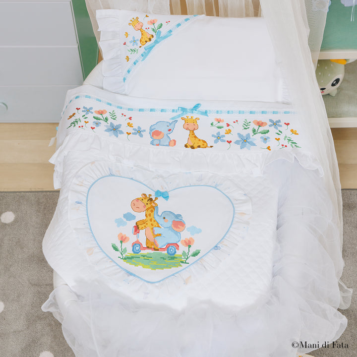 Kit copertina piquet cuore celeste Giraffa in monopattino