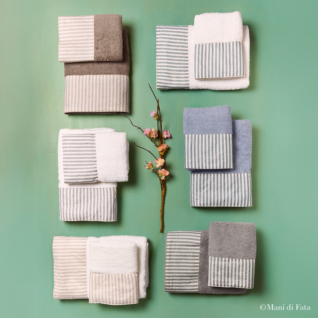 Coppia asciugamani bordo tessuto righe