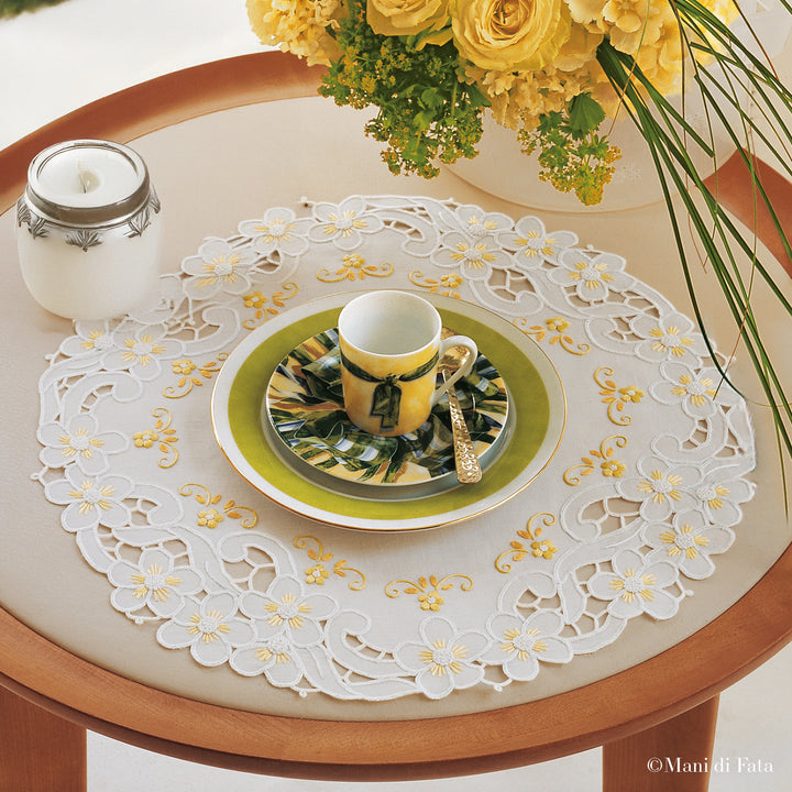 Kit centro rotondo grande a intaglio Fiori gialli