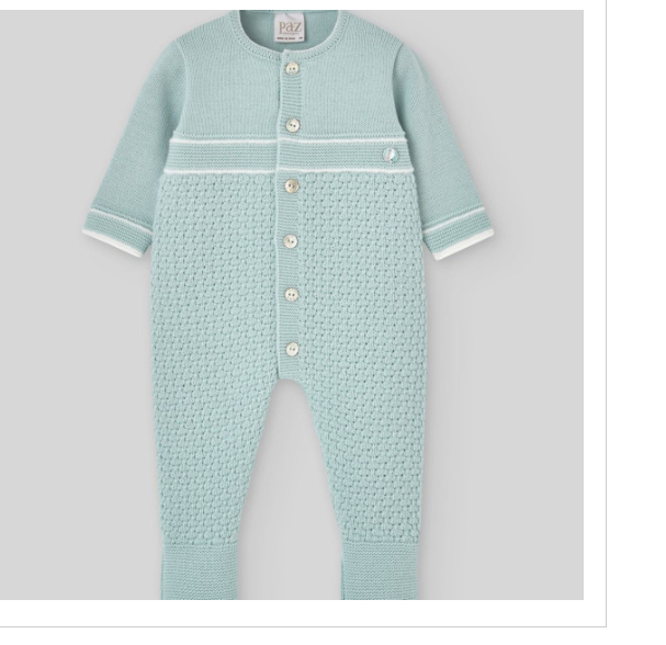 Tutina lunga 6 mesi in lana verde con bottoni