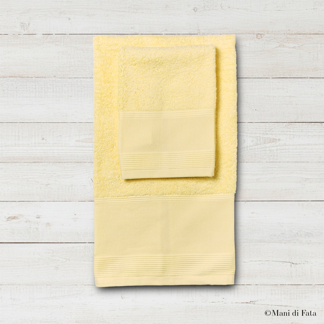 Parure spugna giallo Burano ricamo punto croce