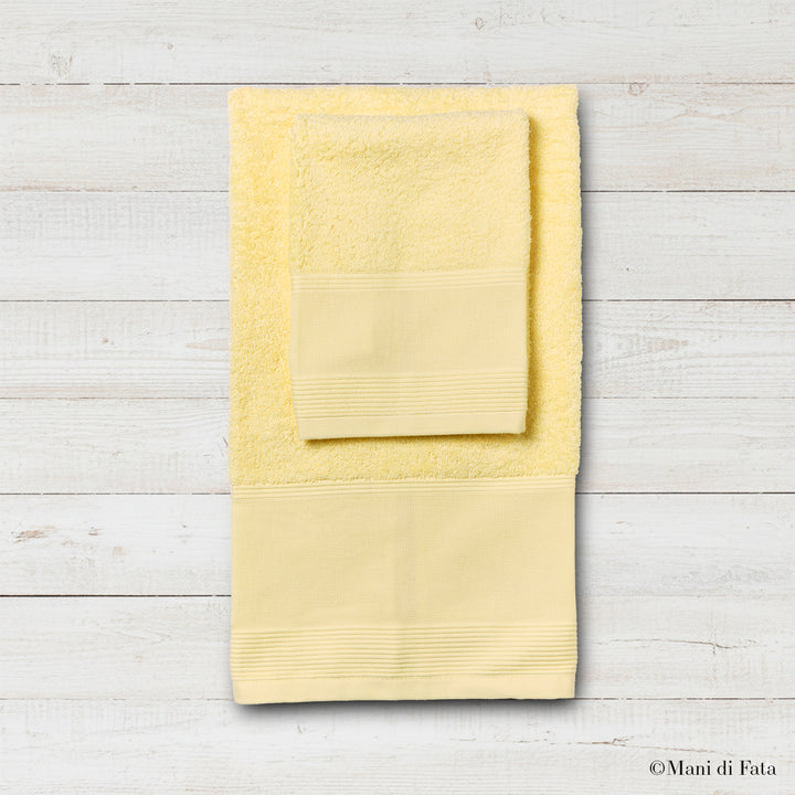 Parure spugna giallo Burano ricamo punto croce
